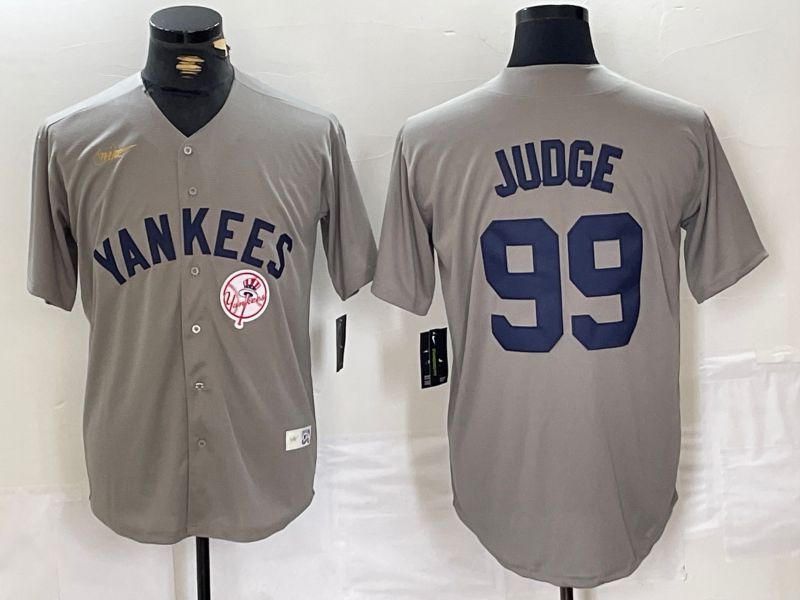 Men New York Yankees 99 Judge Grey Throwback Nike Game 2024 MLB Jersey style 12